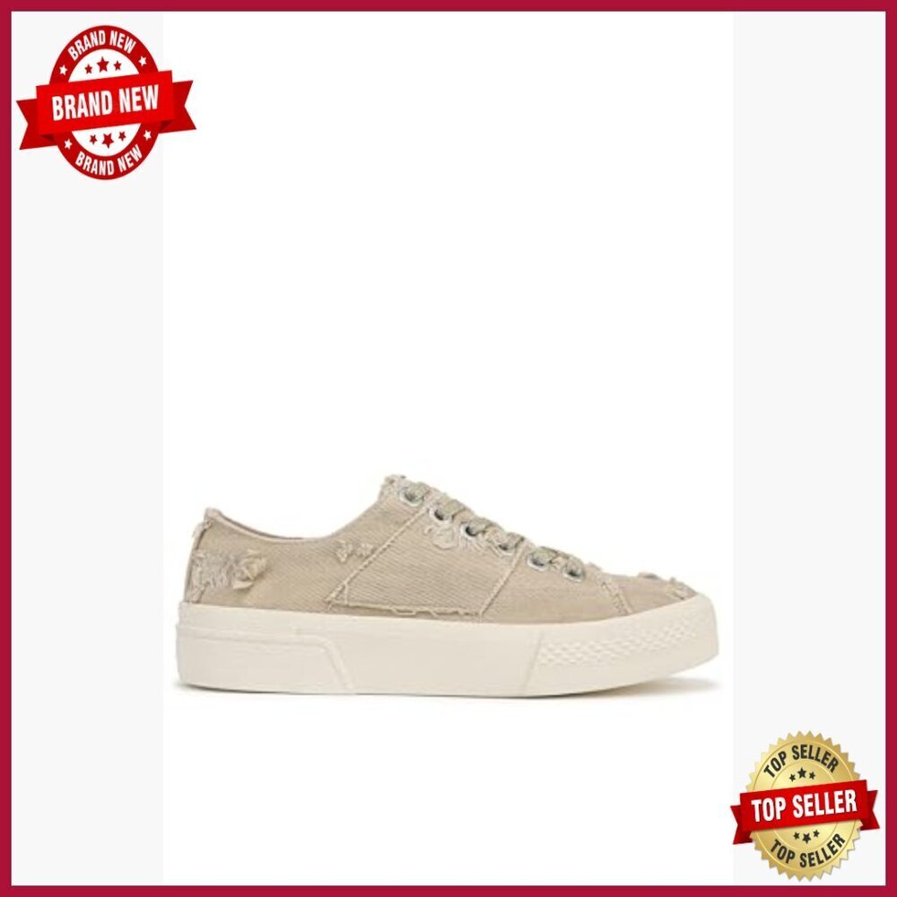 Women's Distressed Fabric Sneakers with Metallic Studs Platform Sole - Picture 4 of 7